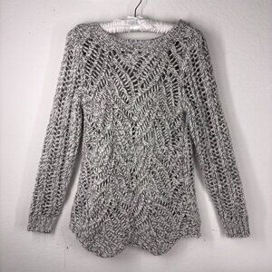 Loft Womens Petite Open Knit Gray Sweater Size S/P